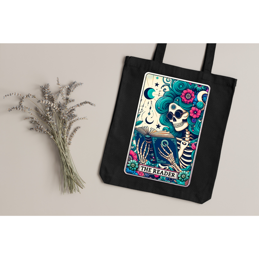 The Reader Tarot Card Skeleton - Canvas Bag